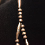 Native American Turquoise Pendant Necklace In Sterling Silver, Leaf Motifs, Navajo Pearls, 20.5" L