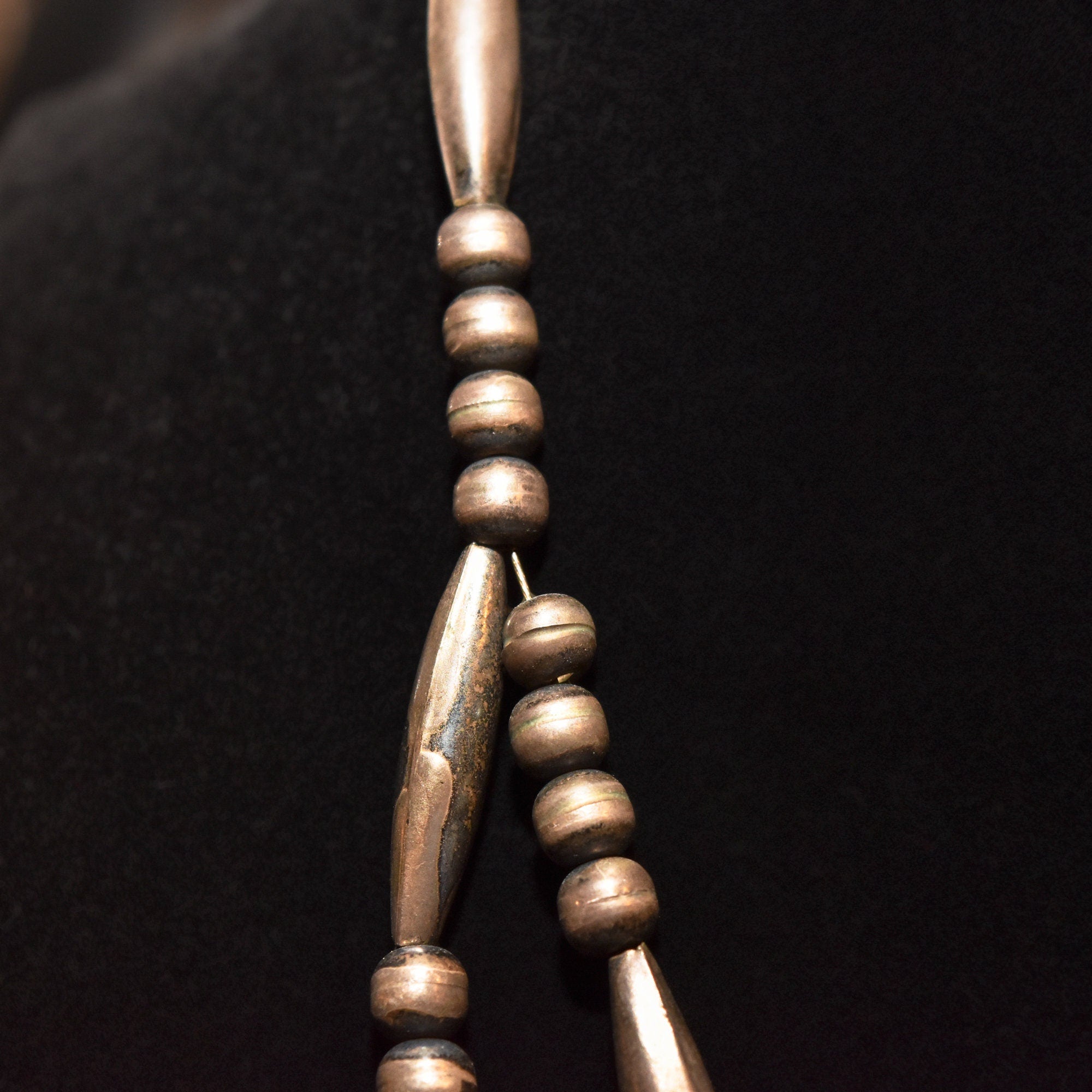 Native American Turquoise Pendant Necklace In Sterling Silver, Leaf Motifs, Navajo Pearls, 20.5" L