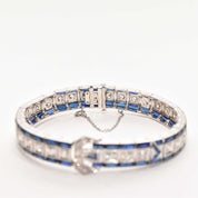 Art Deco Platinum Natural Diamond & Synthetic Sapphire Belt Buckle Link Bracelet