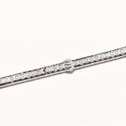 Art Deco Platinum Natural Diamond & Synthetic Sapphire Belt Buckle Link Bracelet