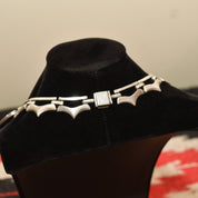 TAXCO Sterling Silver 950 Black Onyx Inlay Heart Collar Necklace, Mexico TN-57