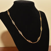Italian 18K Filigree Link Chain, Ladies Yellow Gold Chain, Elegant Necklace, Estate Jewelry, 17.5"