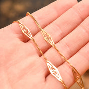 Italian 18K Filigree Link Chain, Ladies Yellow Gold Chain, Elegant Necklace, Estate Jewelry, 17.5"