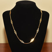 Italian 18K Filigree Link Chain, Ladies Yellow Gold Chain, Elegant Necklace, Estate Jewelry, 17.5"
