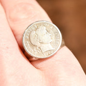 Sterling Silver 1916 Liberty Barber Dime Coin Ring, Men's Jewelry, Size 9 1/4 US