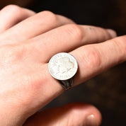 Sterling Silver 1916 Liberty Barber Dime Coin Ring, Men's Jewelry, Size 9 1/4 US