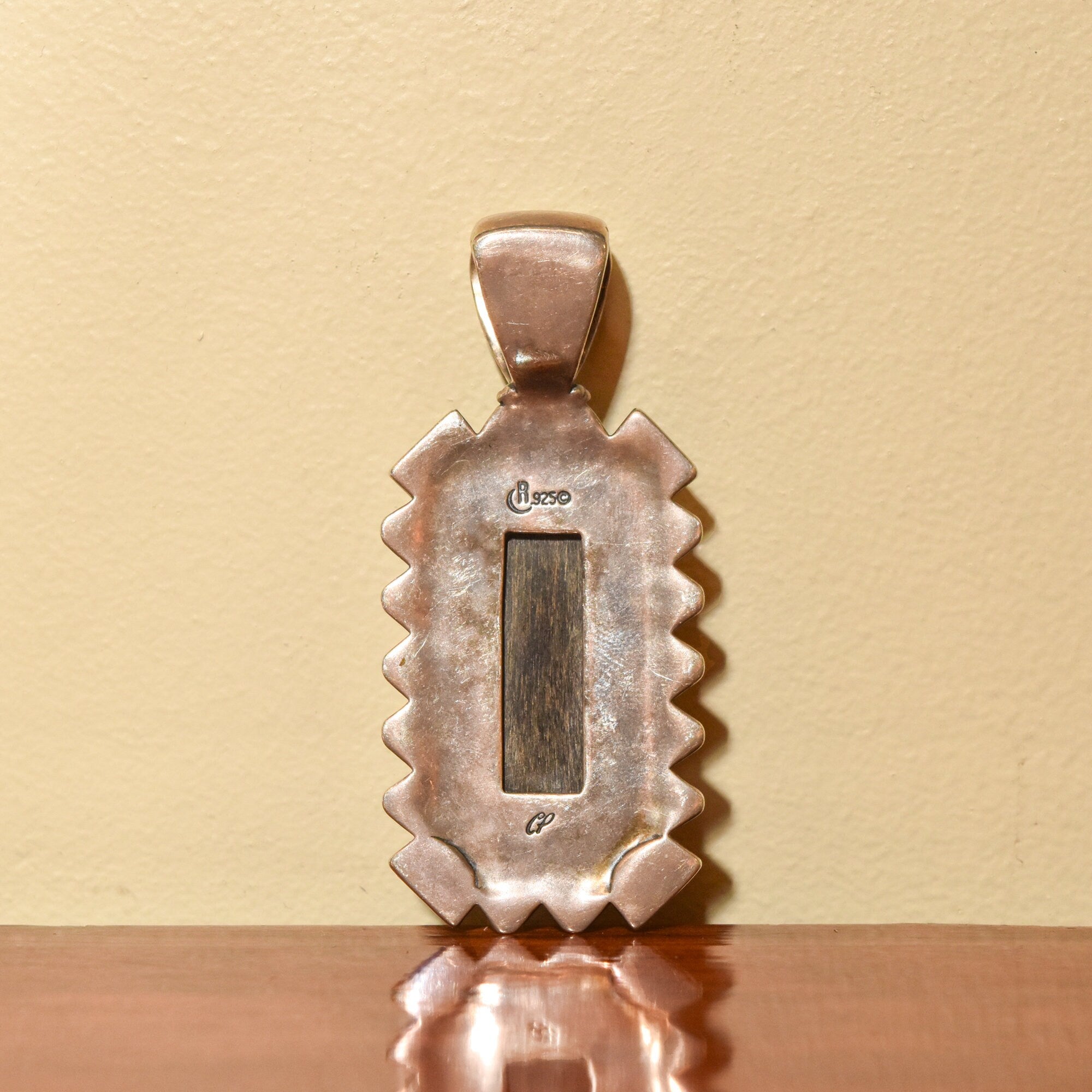 Beautiful Mosaic Inlay Sterling Silver Pendant, Relios By Carolyn Pollack, Southwestern Jewelry, 2.5"