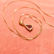 Italian 14K Amethyst Teardrop Pendant Necklace, February Birthstone, Estate Jewelry, 18.5" L