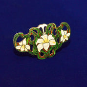 Sheffield Sterling Silver Guilloche Enamel Lily Brooch