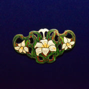 Sheffield Sterling Silver Guilloche Enamel Lily Brooch
