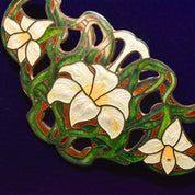 Sheffield Sterling Silver Guilloche Enamel Lily Brooch