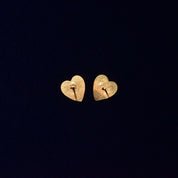 Cute 10K Hand-Etched Heart Stud Earrings, Dainty Yellow Gold Earrings, Valentines Day Gift, 11mm