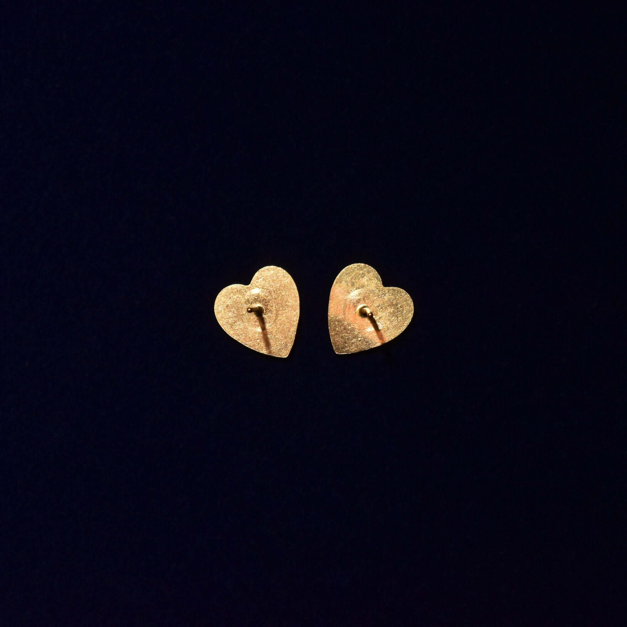 Cute 10K Hand-Etched Heart Stud Earrings, Dainty Yellow Gold Earrings, Valentines Day Gift, 11mm