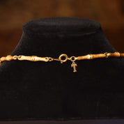 Vintage 1960's Crown Trifari Bamboo Link Gold-Tone Necklace, Valentines Day Gift, 16.5" L
