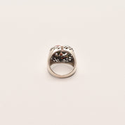 Multi-Stone Heart Ring In Sterling Silver, Turquoise, Coral, Gaspeite, Valentines Day Gift, 7 3/4 US