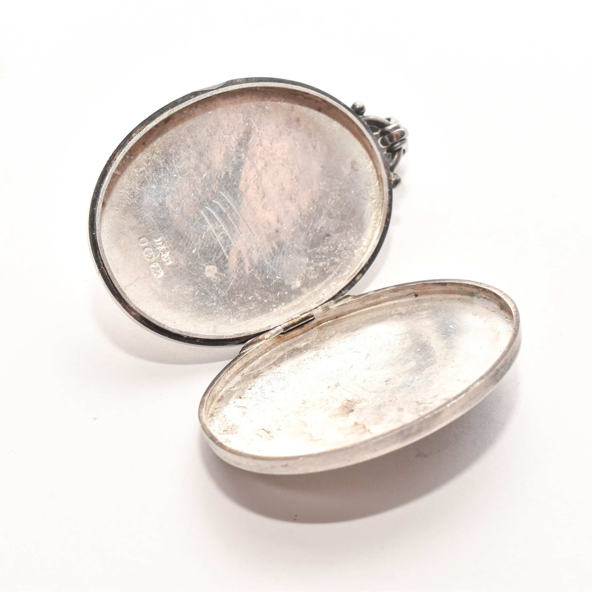 1879 Hallmarked Victorian Sterling Silver Engraved Locket, Butterfly & Bird Scene, Valentines Day Gift