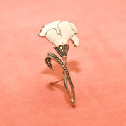 Sterling Silver Enamel Marcasite Flower Brooch Pin, Art Nouveau Revival, Valentines Day Gift, 2.25" L