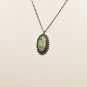 Native American Sterling Silver Turquoise Pendant Necklace, Signed JP, Gift For Loved One, 18" L