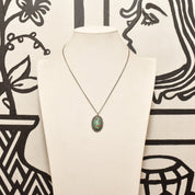 Native American Sterling Silver Turquoise Pendant Necklace, Signed JP, Gift For Loved One, 18" L