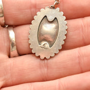 Native American Sterling Silver Turquoise Pendant Necklace, Signed JP, Gift For Loved One, 18" L