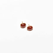 Cute 14K Carnelian Button Studs In Yellow Gold, Valentines Day Gift, 8.5mm