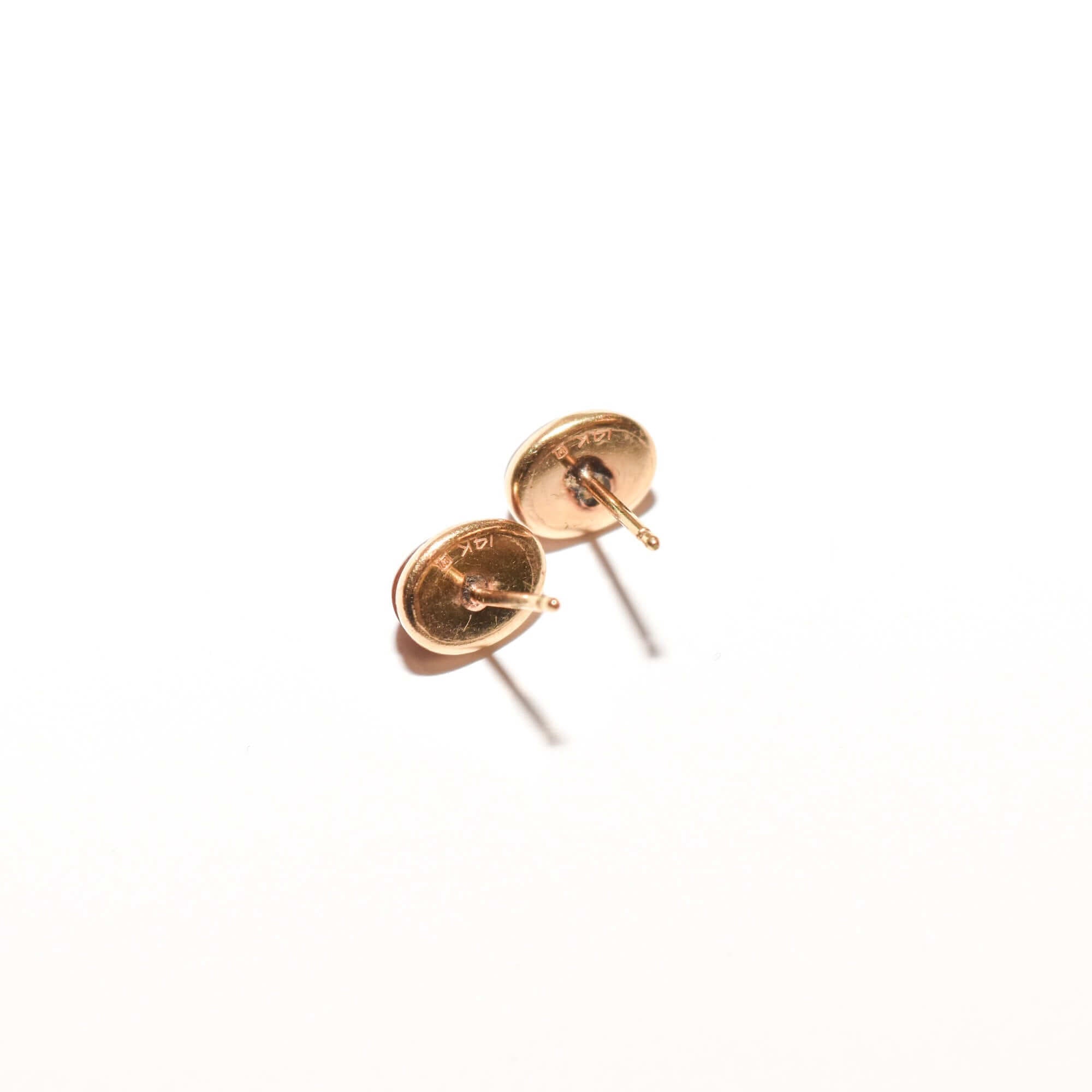 Cute 14K Carnelian Button Studs In Yellow Gold, Valentines Day Gift, 8.5mm