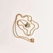 18K Aquamarine Heart Pendant Necklace with Gold Ball Chain