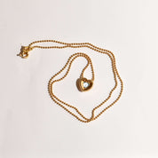 18K Aquamarine Heart Pendant Necklace with Gold Ball Chain