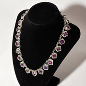 TAXCO Sterling Silver Amethyst Art Deco Necklace, Matilde Poulat Style, Valentines Day Gift, 17.5"