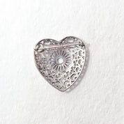 Ornate Sterling Silver Filigree Heart Brooch