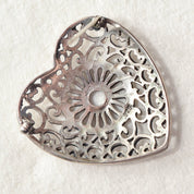 Ornate Sterling Silver Filigree Heart Brooch