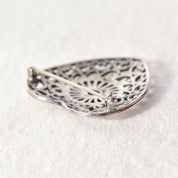 Ornate Sterling Silver Filigree Heart Brooch