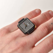Digits Watch Ring, Striped Dial With Pink Second Hand, Adjustable Band, Size 6-13 US (NOT WORKING)