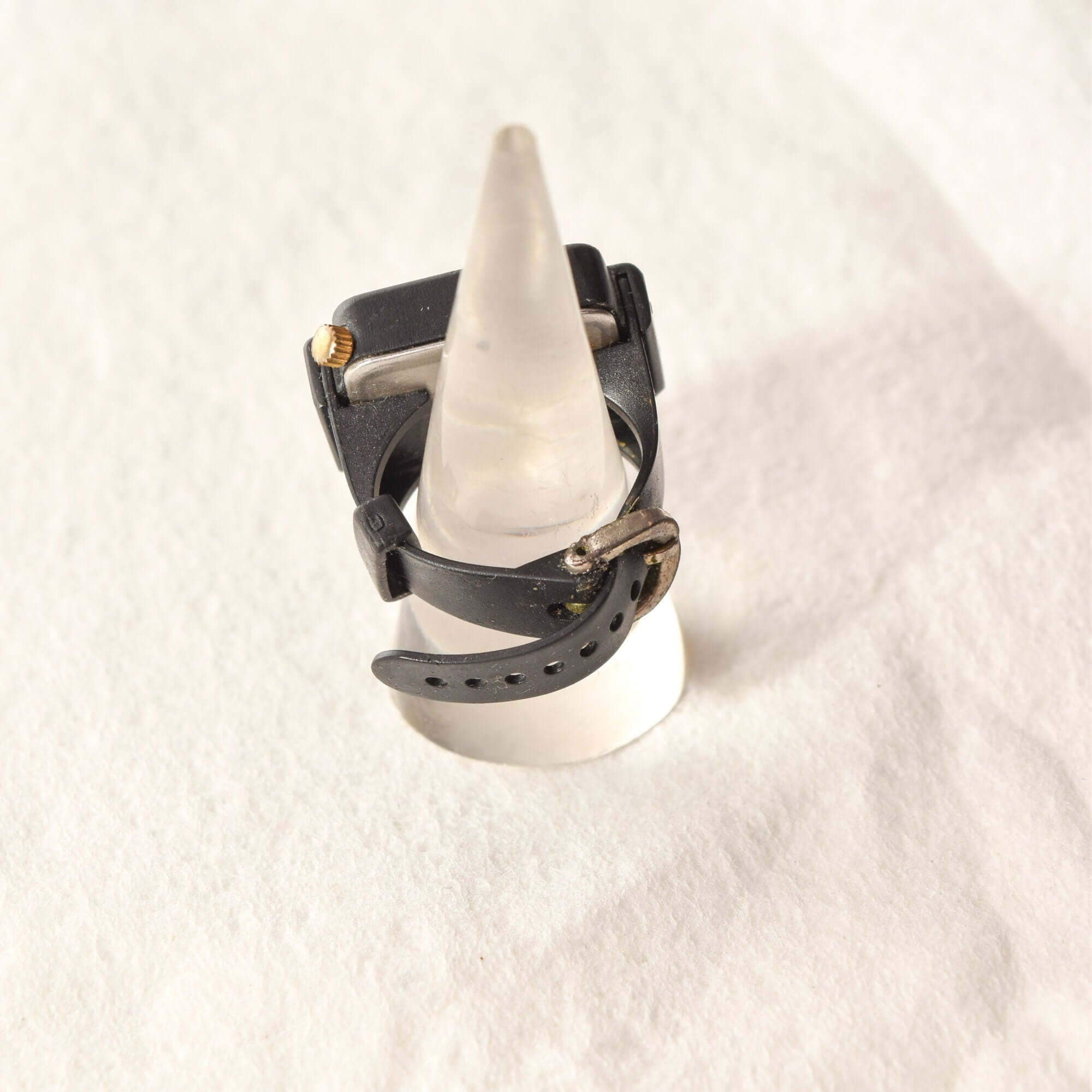 Digits Watch Ring, Striped Dial With Pink Second Hand, Adjustable Band, Size 6-13 US (NOT WORKING)