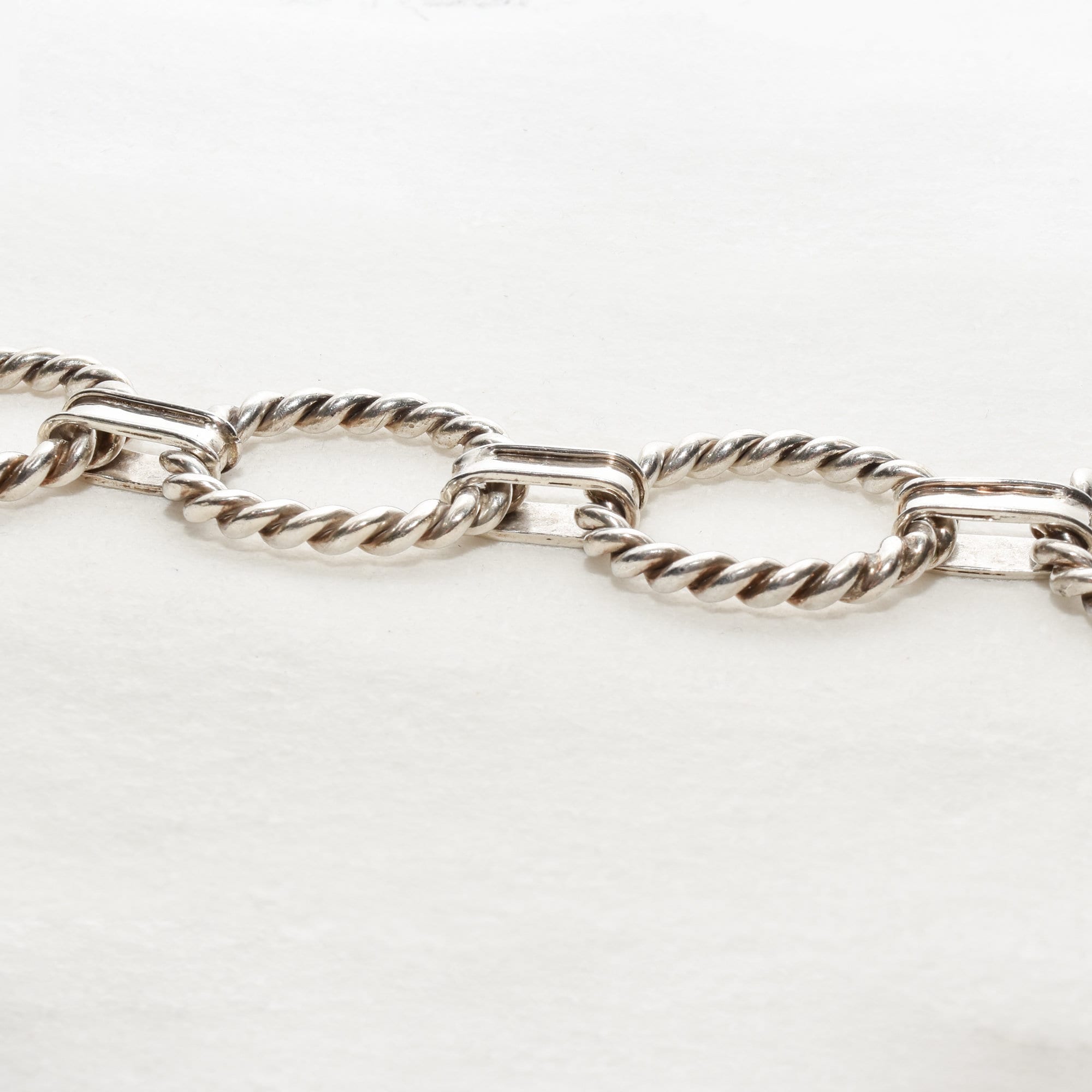 TAXCO Sterling Silver Lasso Oval Link Bracelet, Unisex Bracelet, Modernist Jewelry, 7.75"
