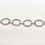TAXCO Sterling Silver Lasso Oval Link Bracelet, Unisex Bracelet, Modernist Jewelry, 7.75"