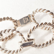 TAXCO Sterling Silver Lasso Oval Link Bracelet, Unisex Bracelet, Modernist Jewelry, 7.75"