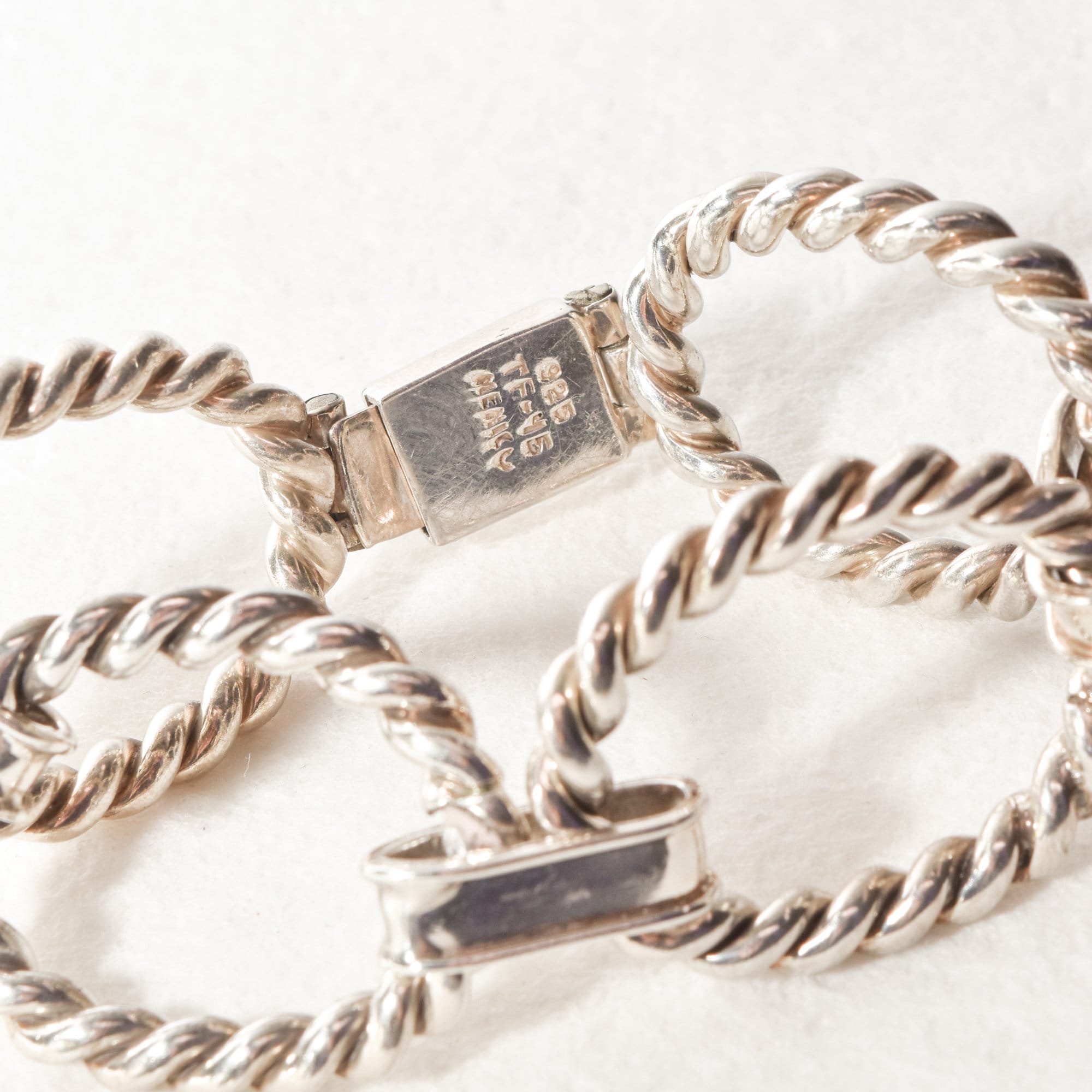 TAXCO Sterling Silver Lasso Oval Link Bracelet, Unisex Bracelet, Modernist Jewelry, 7.75"
