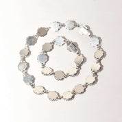 1950's Danish Sterling Silver Flower Link Necklace & Bracelet Set By John Lauritzen