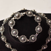 1950's Danish Sterling Silver Flower Link Necklace & Bracelet Set By John Lauritzen