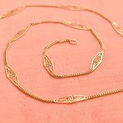 Italian 18K Filigree Link Chain, Ladies Yellow Gold Chain, Elegant Necklace, Estate Jewelry, 17.5"