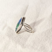 Modernist Sterling Silver Azurite Ring, Gemstone Jewelry, Size 7 1/2 US
