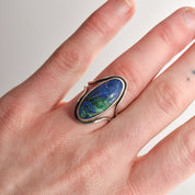 Modernist Sterling Silver Azurite Ring, Gemstone Jewelry, Size 7 1/2 US