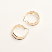 Solid 14K Yellow Gold Hoops, Medium Wide Hoop Earrings, Vintage Jewelry, 40mm