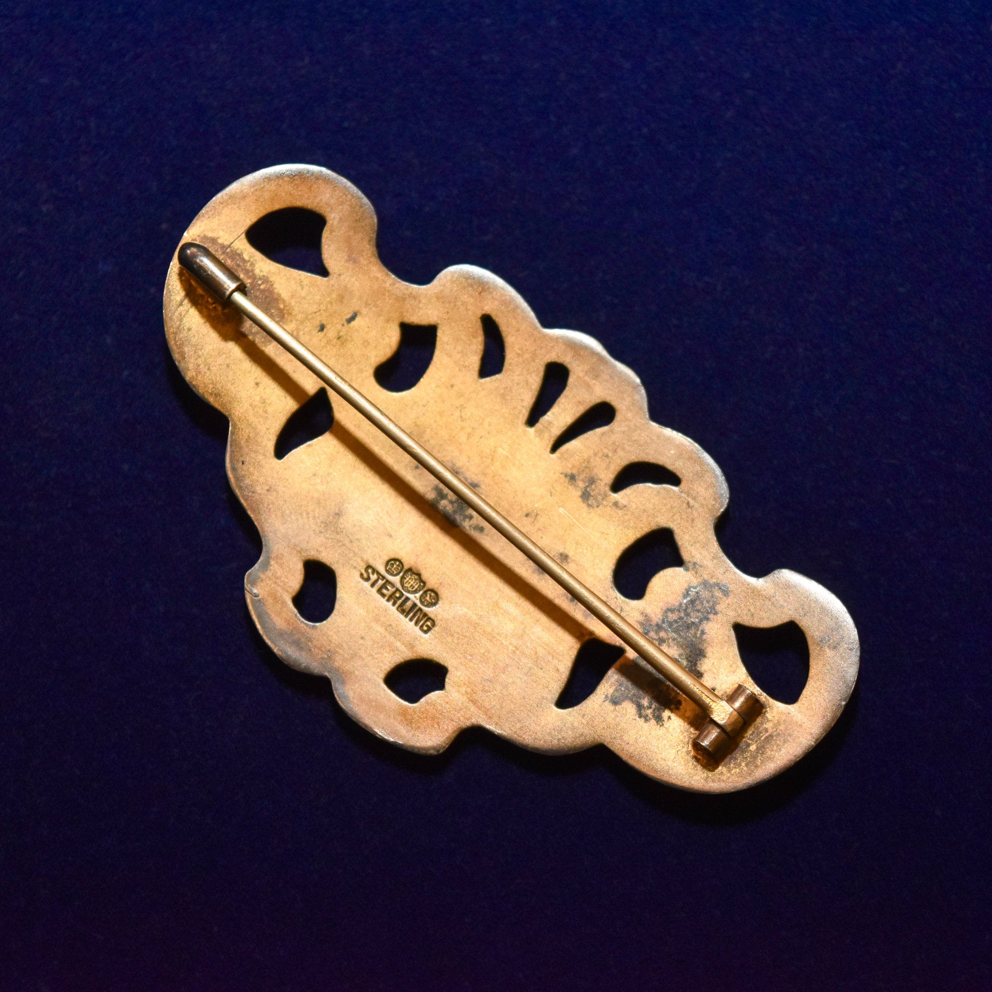 Sheffield Sterling Silver Guilloche Enamel Lily Brooch