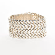 TAXCO Sterling Silver Double Curb Link Bracelet By Rodolfo Espinoza, Chunky Modernist Bracelet, 7.75"