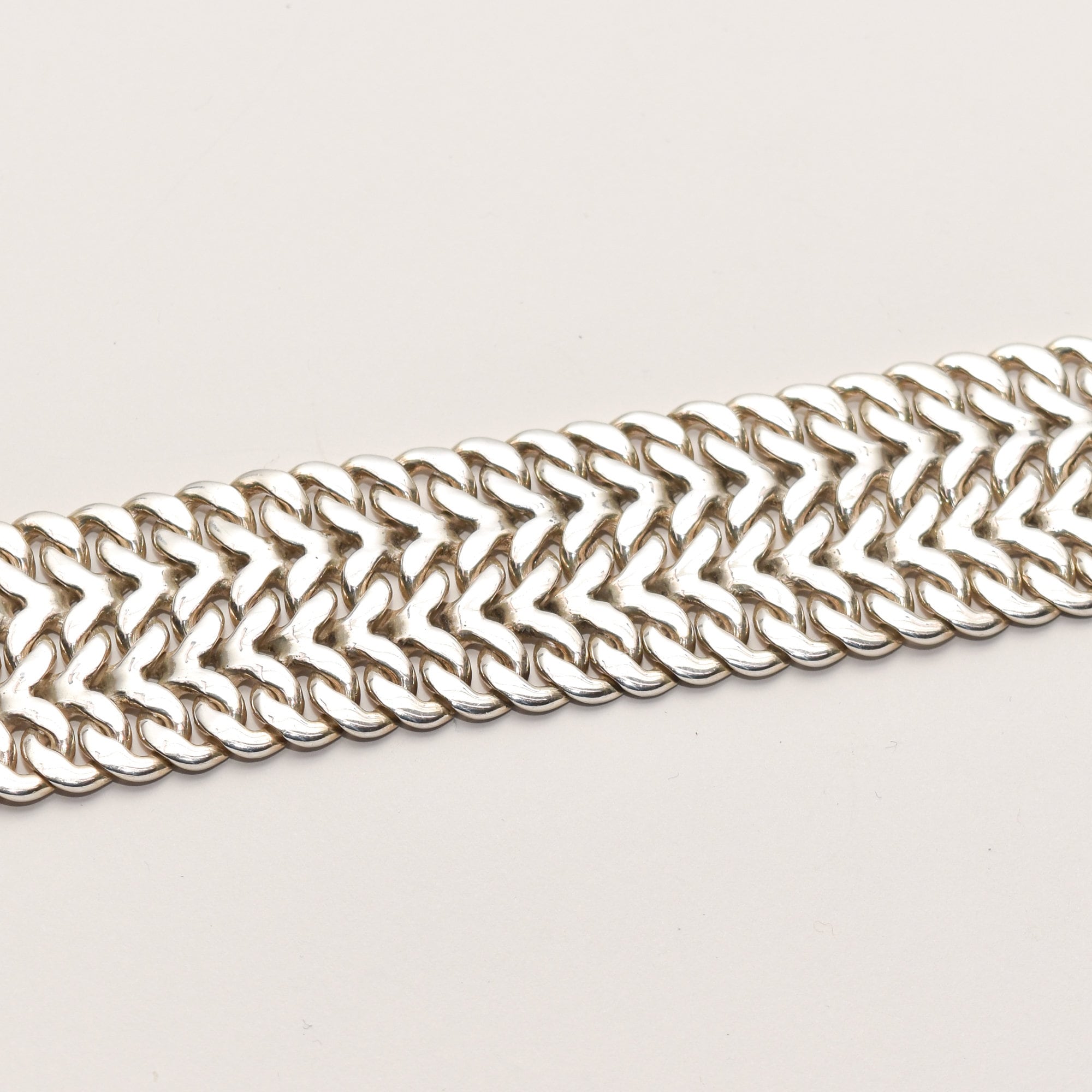 TAXCO Sterling Silver Double Curb Link Bracelet By Rodolfo Espinoza, Chunky Modernist Bracelet, 7.75"