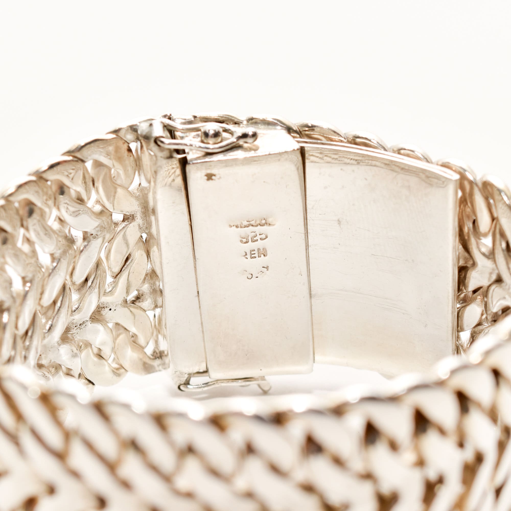 TAXCO Sterling Silver Double Curb Link Bracelet By Rodolfo Espinoza, Chunky Modernist Bracelet, 7.75"