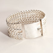 TAXCO Sterling Silver Double Curb Link Bracelet By Rodolfo Espinoza, Chunky Modernist Bracelet, 7.75"