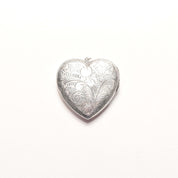 Large Engraved/Etched Sterling Silver Heart Locket, 2 Picture Windows W/ Cover, Estate Jewelry, 6cm
